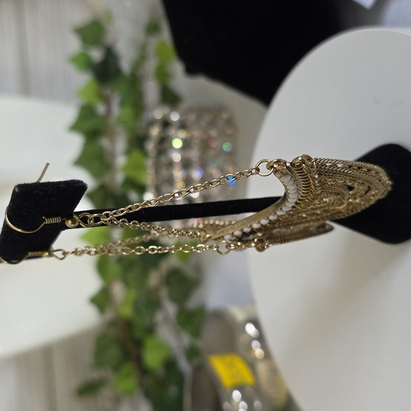 Gold Statement Multi Chain Chandelier Earrings - Picture 9 of 10